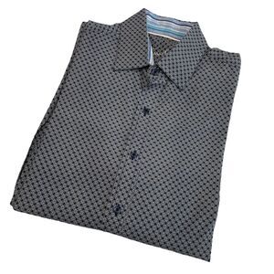Tasso Elba Men's Geometric Print 100% Cotton Button Down Long Sleeves L